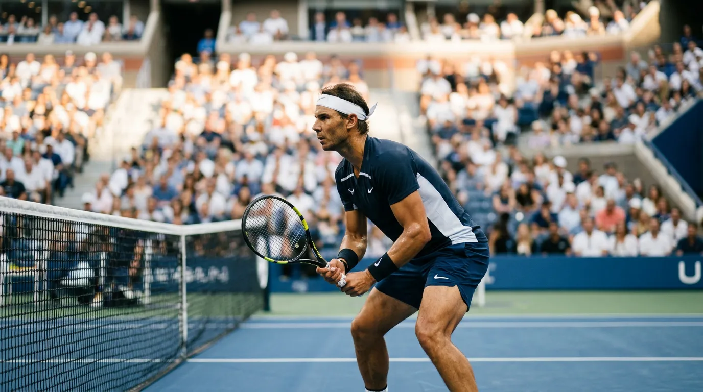 Dos jugadores de dobles de tenis en la red durante un punto